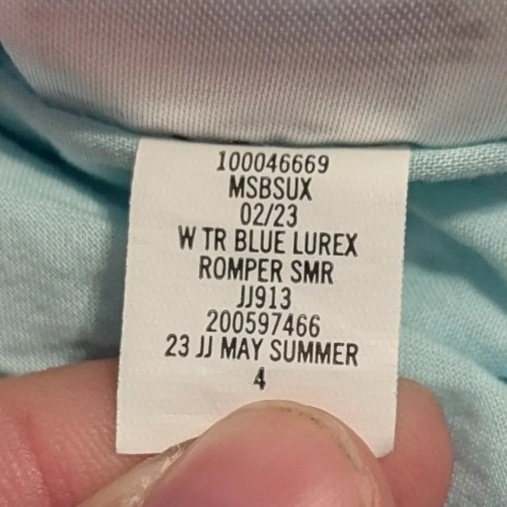 Janie and Jack Girls Blue Gold Lurex Striped Smocked Lightweight Romper Size 8